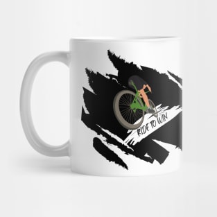 black white green brown ride to win bike bicycle t-shirt design concept dress cloth costume Mug